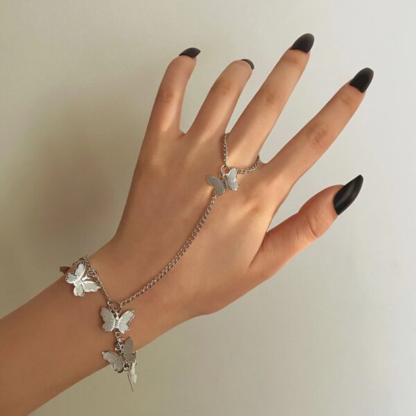 Luxury Metal Butterfly Linkin Ring Bracelet - Image 2